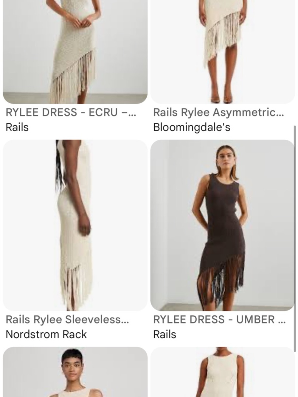 Rails Rylee Sleeveless Fringe Knit Dress - Ecru